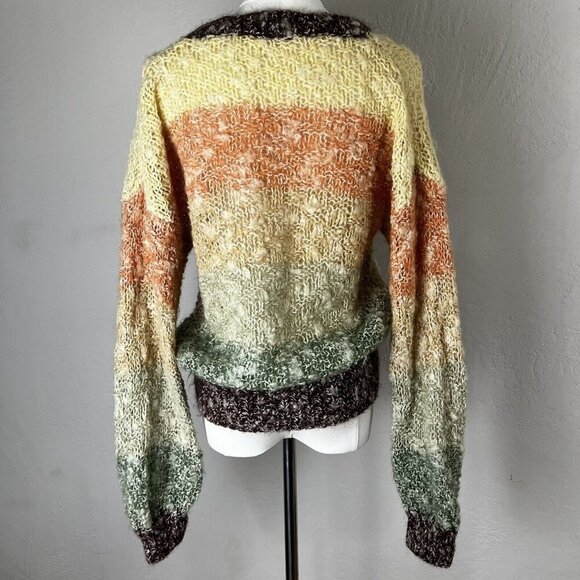 VTG Rainbow Sweater Tuareg Striped 70’s Puff Sleeve‎ Neck Retro Vintage Size S? - Picture 5 of 10